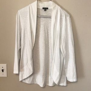 White Cotton Open Cardigan
